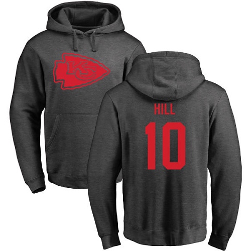 Men Kansas City Chiefs #10 Hill Tyreek Ash One Color Pullover Hoodie